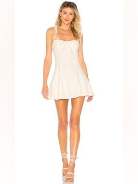 MAJORELLE White Tie-Shoulder Mini Dress